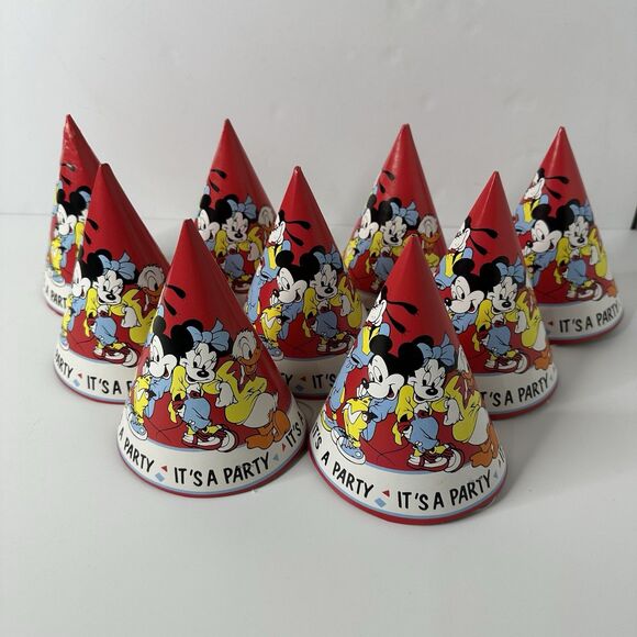 9 Vintage Disney Party Hats Mickey Minnie Goofy Junk Journal Photo Booth Prop - Picture 2 of 15